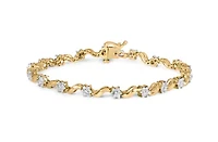 10k Yellow Gold 1.00 Cttw Diamond Floral S-Link Bracelet