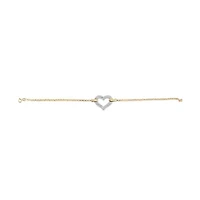 10K Two Tone Gold 1/4 Cttw Diamond Encrusted Heart Charm Bracelet