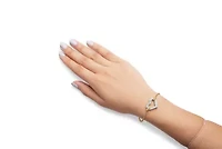 10K Two Tone Gold 1/4 Cttw Diamond Encrusted Heart Charm Bracelet