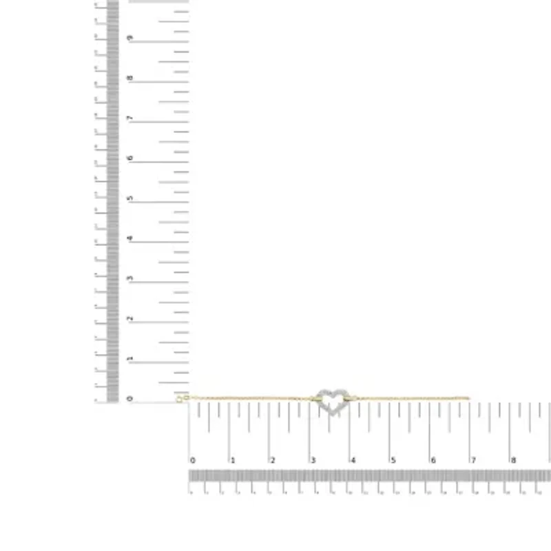 10K Two Tone Gold 1/4 Cttw Diamond Encrusted Heart Charm Bracelet