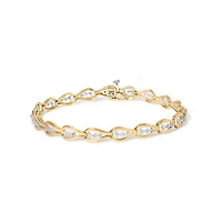 10k Yellow Gold 1/3 Cttw Diamond 3 Stone Link Bracelet