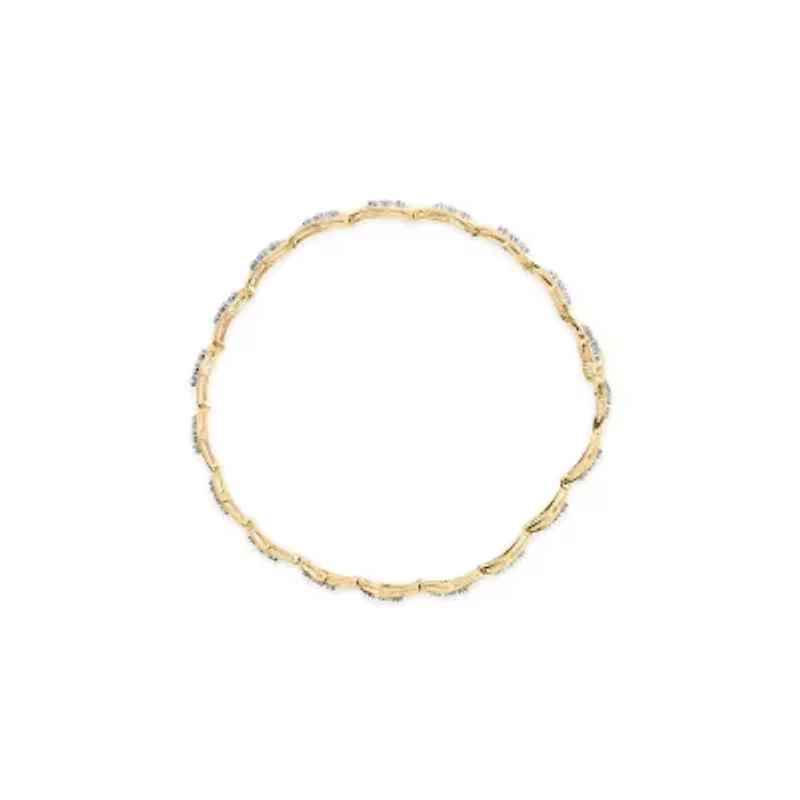 10k Yellow Gold 1/3 Cttw Diamond 3 Stone Link Bracelet