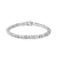 10K White Gold 1.00 Cttw Diamond Floral Cluster and X-Link Bracelet
