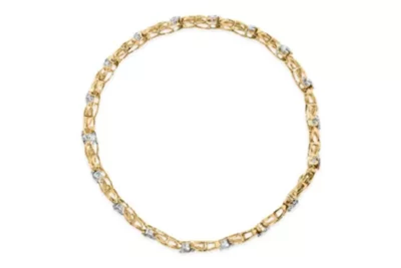 10K White Gold 1.00 Cttw Diamond Floral Cluster and X-Link Bracelet