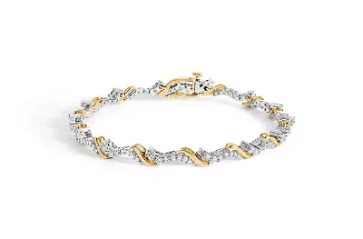 10K Yellow and White Gold 2.00 Cttw Diamond "S" Link 7" Bracelet