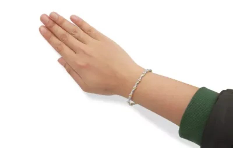 10K Yellow and White Gold 2.00 Cttw Diamond "S" Link 7" Bracelet