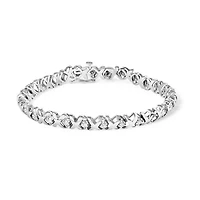 10K White Gold 1 1/2 Cttw Diamond and X-Link Tennis Bracelet