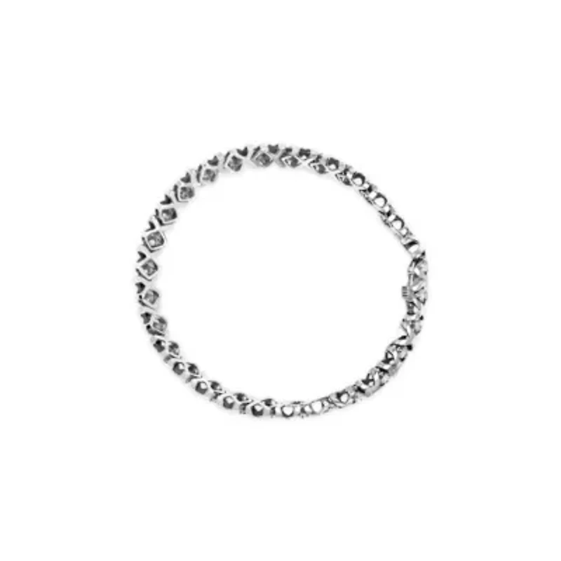 10K White Gold 1 1/2 Cttw Diamond and X-Link Tennis Bracelet