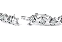 10k White Gold 2.00 Cttw Diamond "XOXO" Link Bracelet