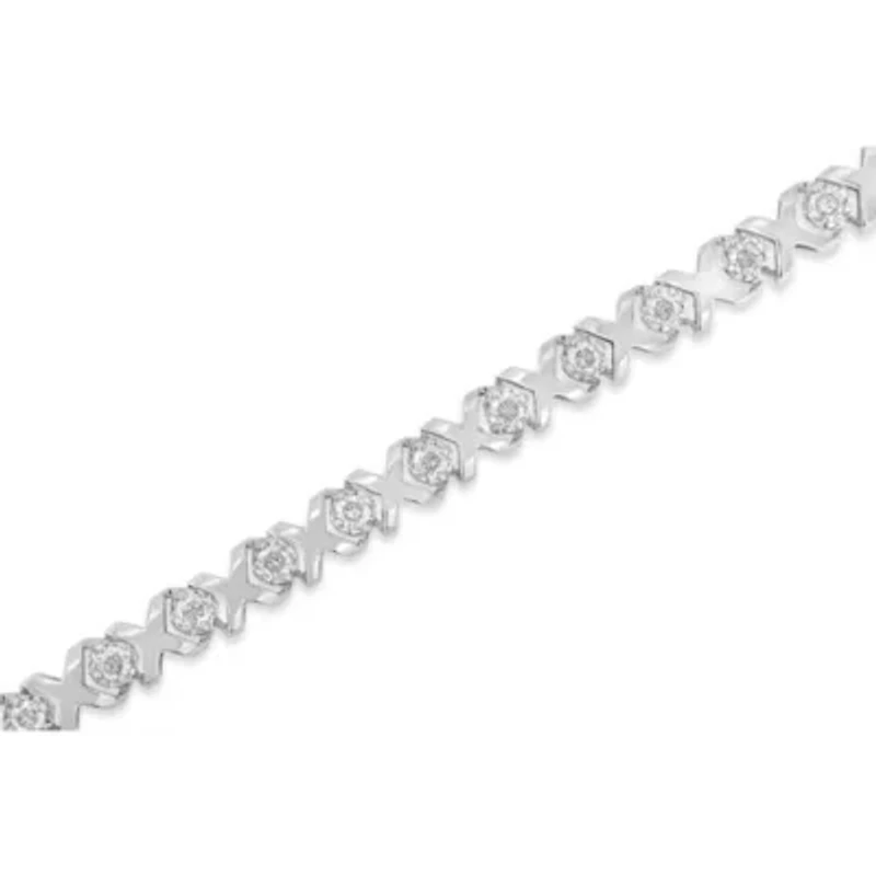 10k White Gold 2.00 Cttw Diamond "XOXO" Link Bracelet