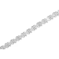 10k White Gold 2.00 Cttw Diamond "XOXO" Link Bracelet