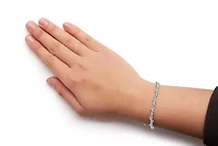 10K White Gold 1.00 Cttw Diamond Tennis Bracelet with Swirl Link