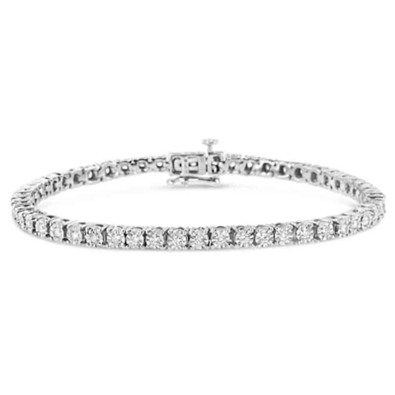 10K White Gold 1/2 Cttw Real Diamond Tennis Bracelet