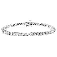 10K White Gold 1/2 Cttw Real Diamond Tennis Bracelet