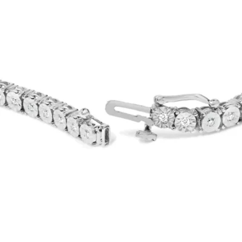 10K White Gold 1/2 Cttw Real Diamond Tennis Bracelet