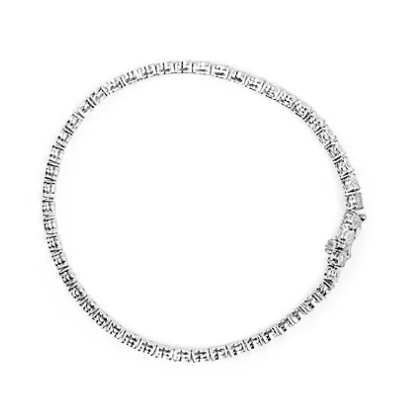 10K White Gold 1/2 Cttw Real Diamond Tennis Bracelet