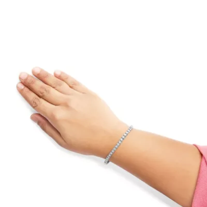 10K White Gold 1/2 Cttw Real Diamond Tennis Bracelet