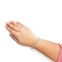 10K White Gold 1/2 Cttw Real Diamond Tennis Bracelet