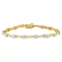 10K Yellow and White Gold 2.00 cttw Diamond Link Bracelet