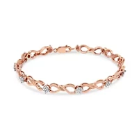 10K Rose Gold 1/2 cttw Diamond Cluster and Infinity Weave Link Bracelet