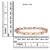 10K Rose Gold 1/2 cttw Diamond Cluster and Infinity Weave Link Bracelet