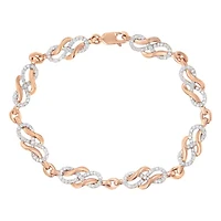 10K Rose Gold 1.0 Cttw Diamond Infinity Loop and Swirl Link Bracelet