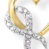 10K Yellow Gold 1/10 Cttw Diamond Awareness Ribbon & Heart Charm on