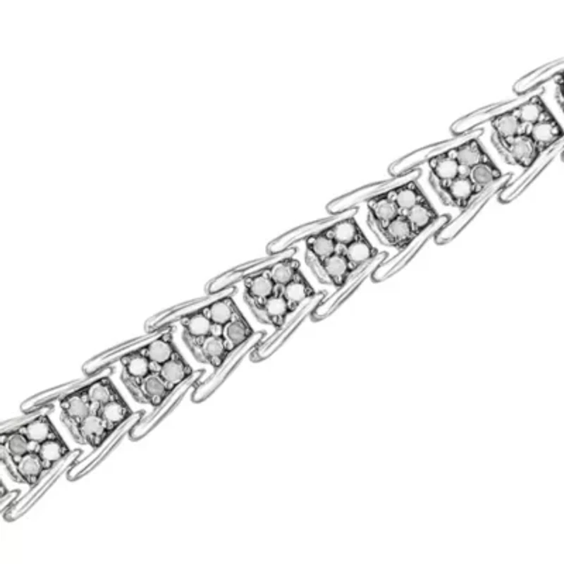 10k White Gold 2 cttw Diamond Fan-Shaped Link Tennis Bracelet