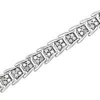 10k White Gold 2 cttw Diamond Fan-Shaped Link Tennis Bracelet
