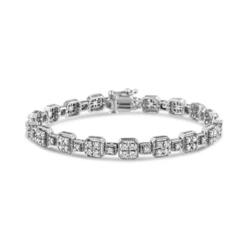 10K Gold 2.0 Cttw Diamond Square Link Bracelet - Size 7.25"