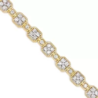 10K Yellow Gold 2.0 Cttw Diamond Square Link Bracelet