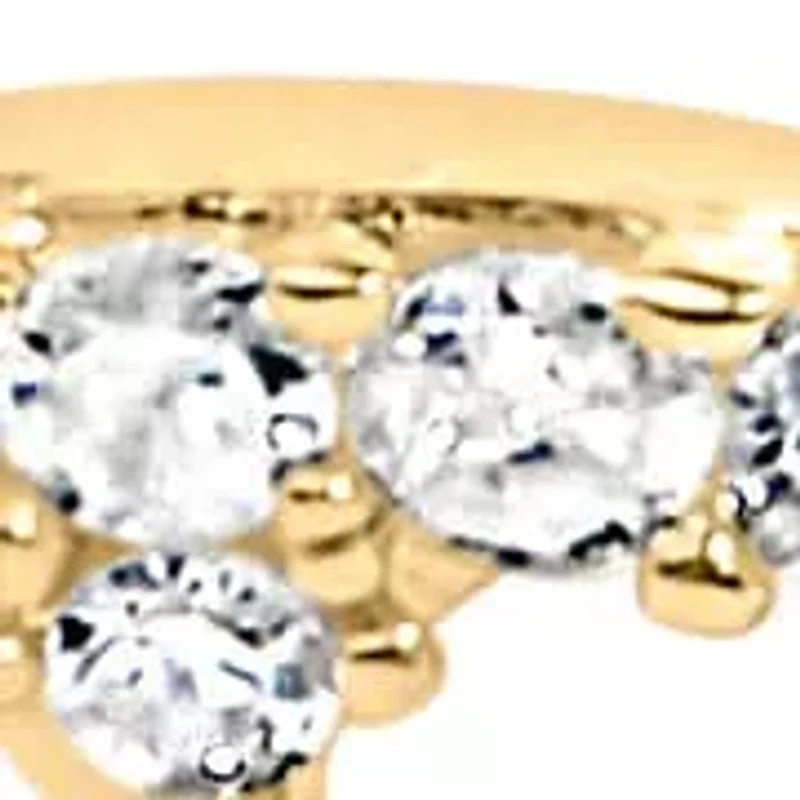 10K Yellow Gold 1/10 Cttw Diamond Paperclip Charm Adjustable Link Bracelet