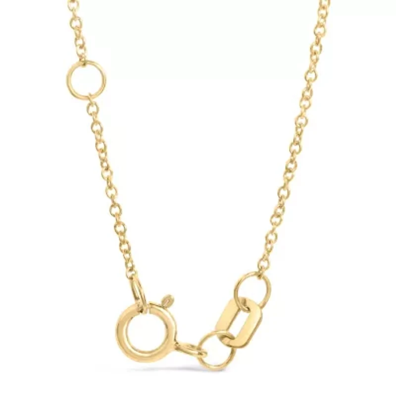 10K Yellow Gold 1/10 Cttw Diamond Paperclip Charm Adjustable Link Bracelet