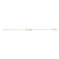 10K Yellow Gold 1/10 Cttw Diamond Paperclip Charm Adjustable Link Bracelet