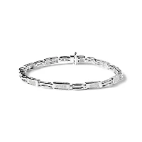14K White Gold 1.0 Cttw Diamond Alternating Tennis Bracelet