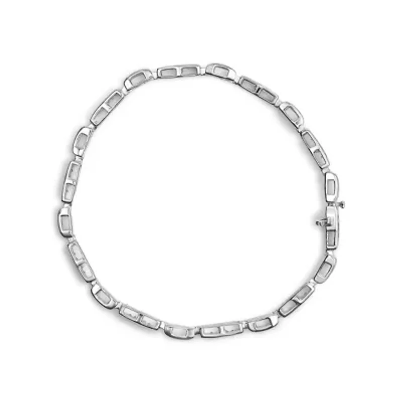 14K White Gold 1.0 Cttw Diamond Alternating Tennis Bracelet