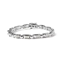 14K White Gold 1.00 Cttw Princess-Cut Diamond Link Bracelet