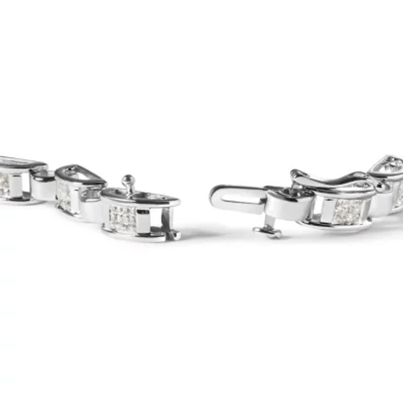14K White Gold 1.00 Cttw Princess-Cut Diamond Link Bracelet