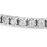 Lab Created 14K White Gold 1.0 Cttw Lab Grown Diamond Illusion Tennis Bracelet