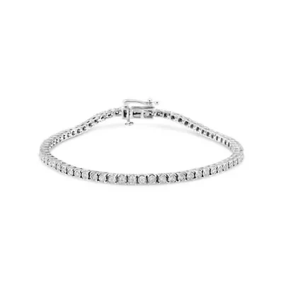 Lab Created 14K White Gold 1.0 Cttw Lab Grown Diamond Illusion Tennis Bracelet