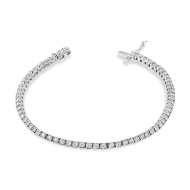 Lab Created 14K White Gold 1.0 Cttw Lab Grown Diamond Illusion Tennis Bracelet