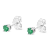 Silver 1/ Ct Green Diamond Classic Stud Earrings