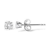 Lab Created Silver Silver / Ct Round Lab Grown Diamond Solitaire Stud Earrings