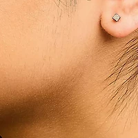 Silver 1/4 Cttw Princess-Cut Diamond Solitaire Stud Earrings