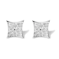 Silver 3/4 Ct Diamond Composite Curved Square Stud Earring