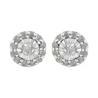 Silver 1/2 Ct Miracle- Round Diamond Halo Stud Earrings