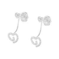 Silver 1/4 Ct Diamond Swirl Heart Front/Back Earrings