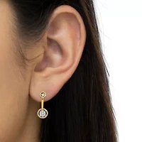 14K Yellow Gold Plated Silver 5/8 Ct Diamond Removable Stud and Dangle Earrings