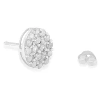 Silver 1 1/2 Ct RoundDiamond Oval Shaped Stud Earrings