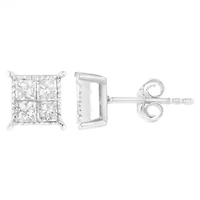 Sterling Silver 3/4 Ct Composite Diamond Stud Earrings